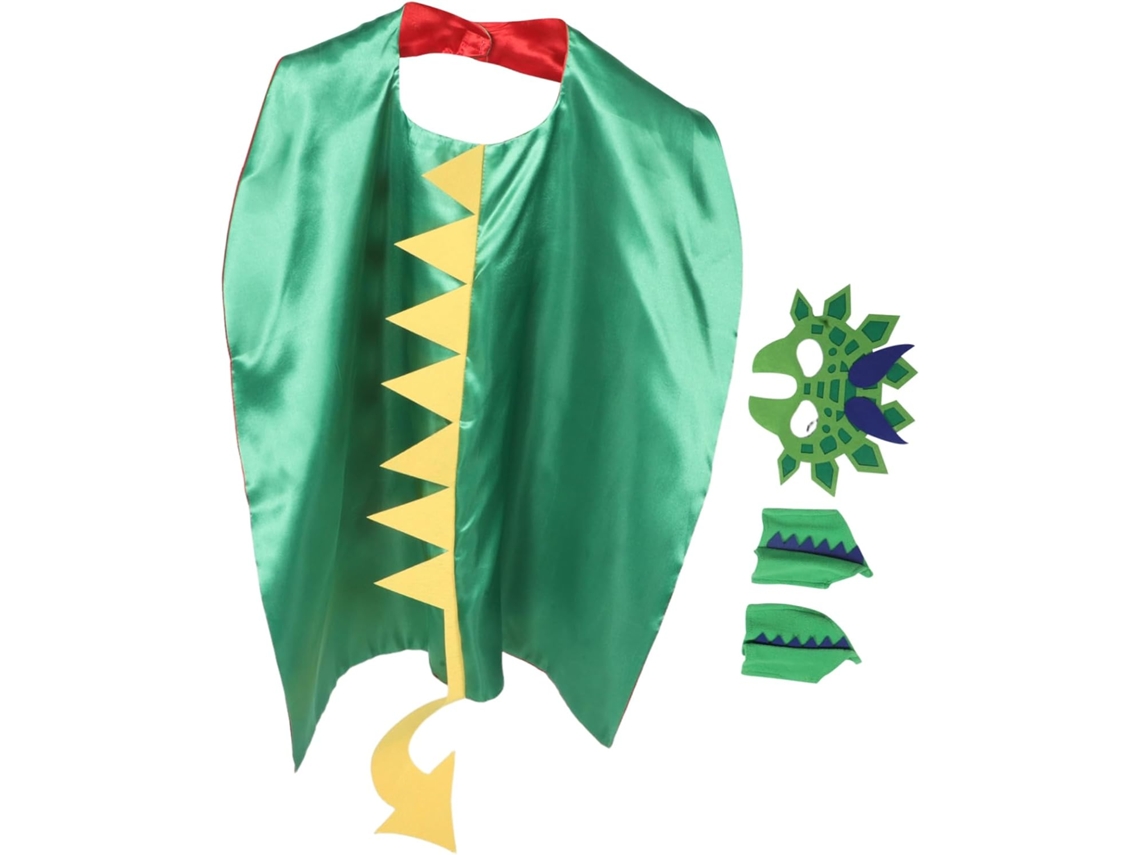 Disfraz De Dinosaurio Para Niños Y Niñas Con Capa Decorativa, Máscara De Dinosaurio Y Garras Verdes - Fácil De Usar