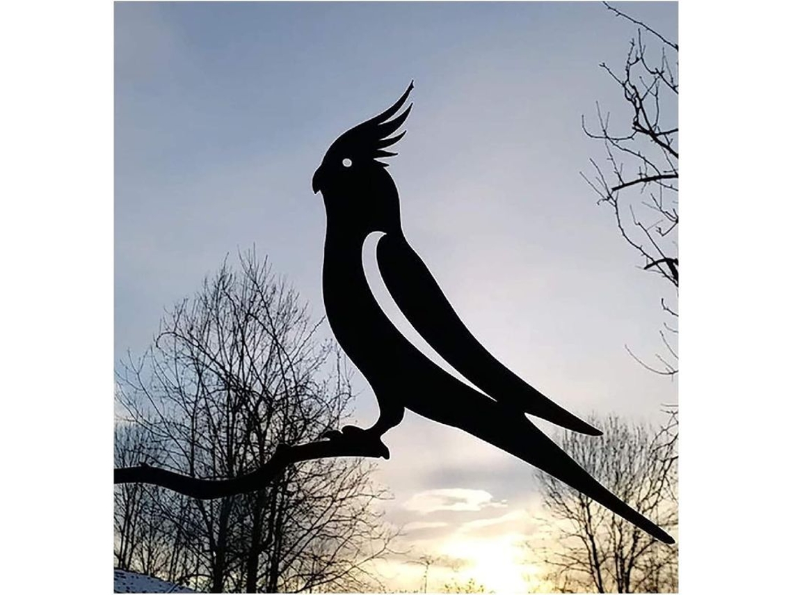 Adorno De Pájaro De Acero, Silueta Metálica Para Jardín Y Patio Exterior.