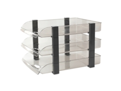 Prateleira De Arquivos De Mesa Em Acrílico Preto Escuro Com 3 Camadas Para Classificação E Armazenamento No Escritório 280x372x247mm