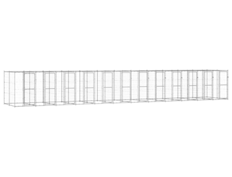 vidaXL Perrera de exterior de acero galvanizado 29,04 m²