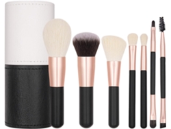 Mini Set De Pinceaux De Maquillage, 7 Pièces Outil À Poils Doux Con Etui De Voyage