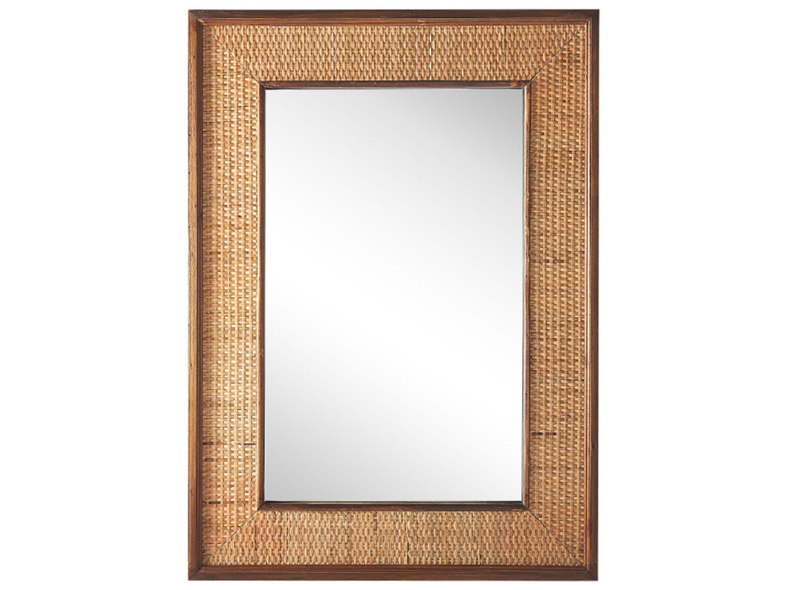 Espelho Boho Com Moldura Feita À Mão Beliani Iguala De Bambu Castanho 54x5x74