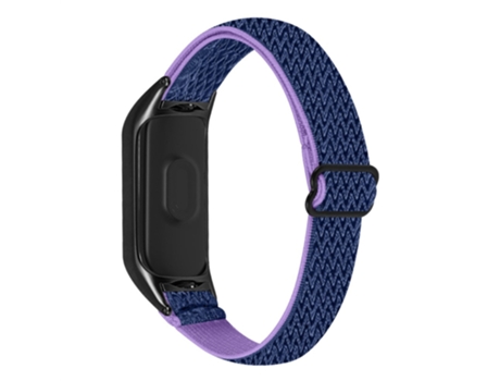 Correa de nailon elásticos trenzados elásticos ajustables con lazo con marco negro para Xiaomi Mi Band 5/6 - azul morado