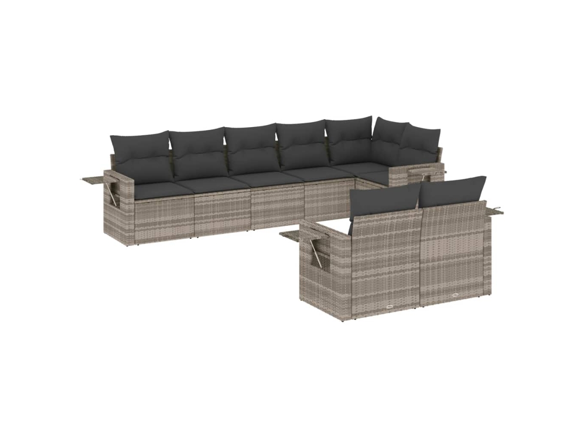 Maison Exclusive - Set De Sofás De Jardín 8 Pzas Y Cojines Ratán Sintético Gris