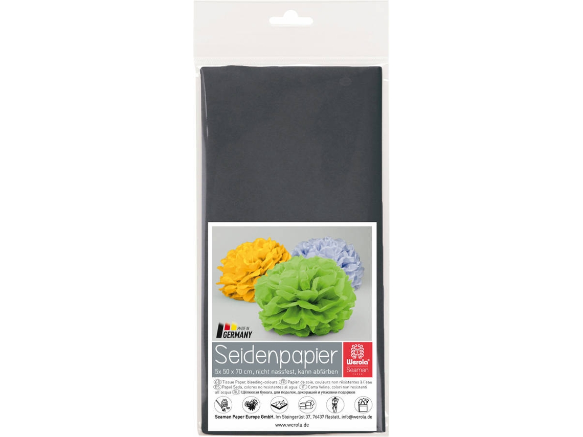 Papel Seda WEROLA (Negro - 50 x 70 cm 5 Unidades)