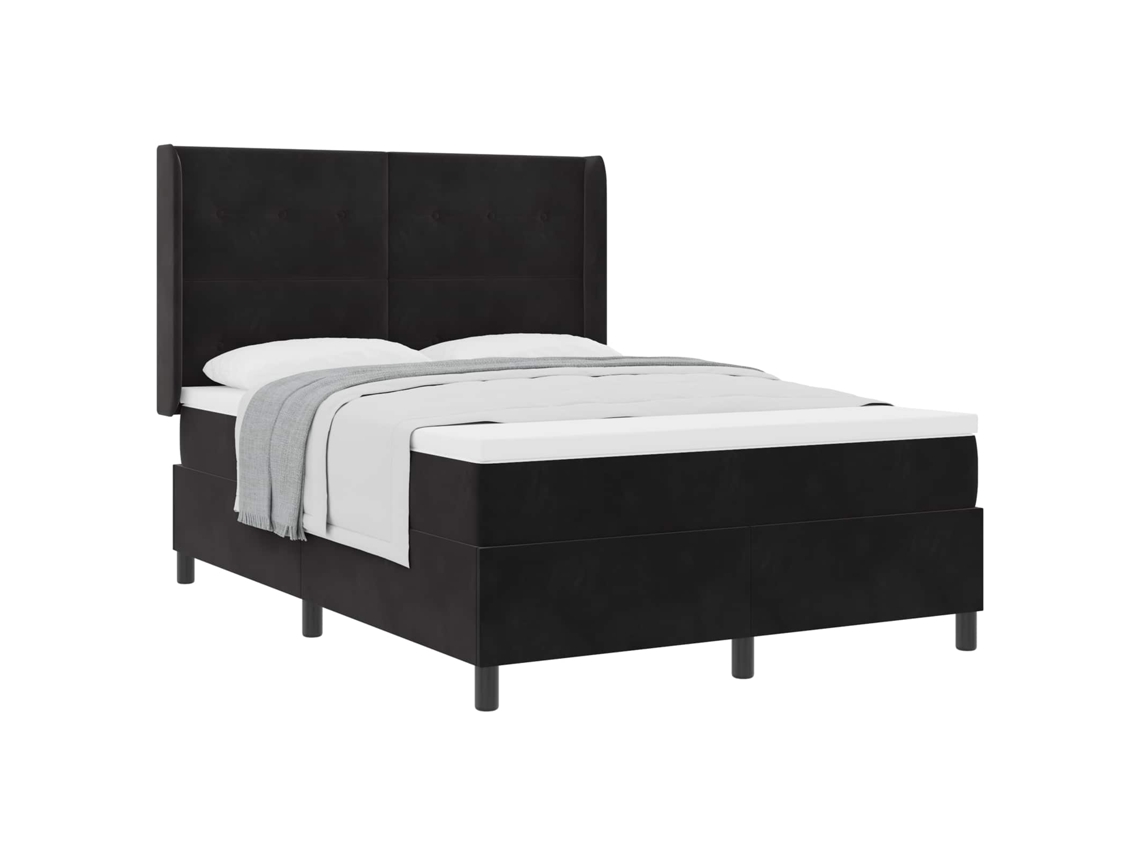 Maison Exclusive - Cama Tipo Box Spring Con Colchón Negro 160 X 200 Cm Terciopelo