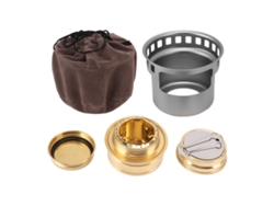 Hornillo Portátil De Alcohol De Cobre Y Aluminio, Resistente Al Viento, Para Acampadas Y Picnics - Gris