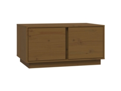 Mesa de centro con 2 compartimentos, diseño moderno, 80 x 50 x 40 cm, madera maciza de pino, marrón, Dec039499