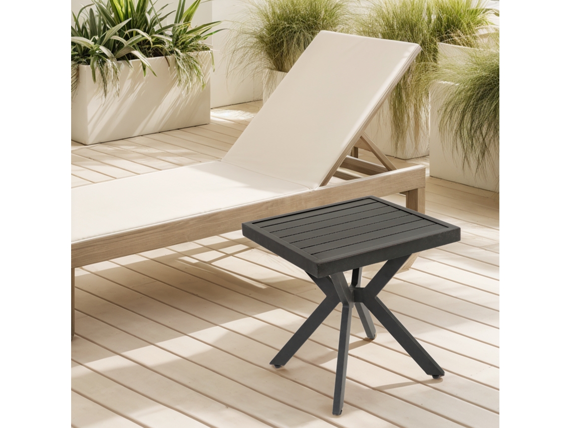 Mesa Lateral,aluminio,cuadrada,exterior,mantenimiento Fácil,resistente Intemperie,marrón Oscuro