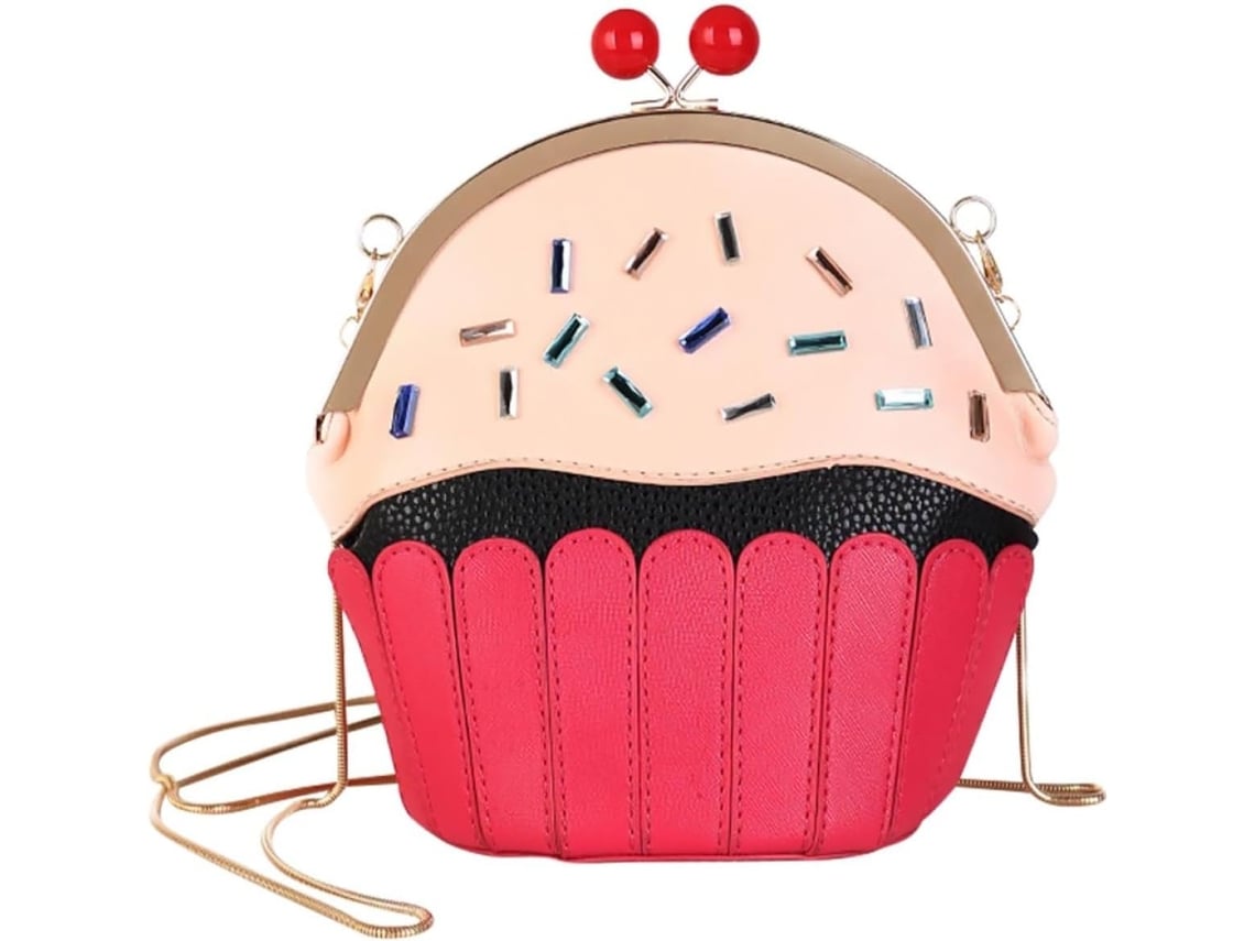 Bolsa Transversal Ciieeo Creative Iced Cake Para Meninas, Bolsa Casual Vermelha Em Couro Pu.