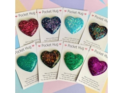 Mini corazón de cristal con forma de abrazo y tarjeta de felicitación