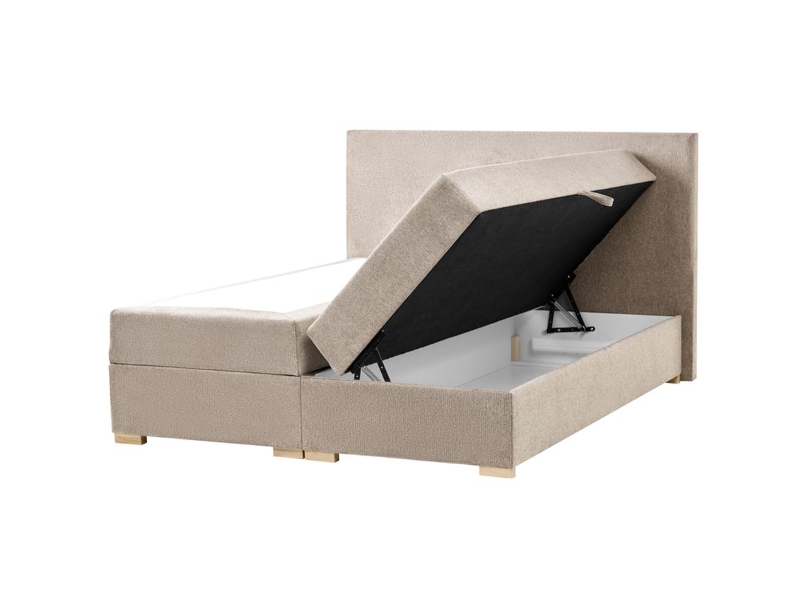 Cama Continental Beliani Major De Tecido Creme 160x200