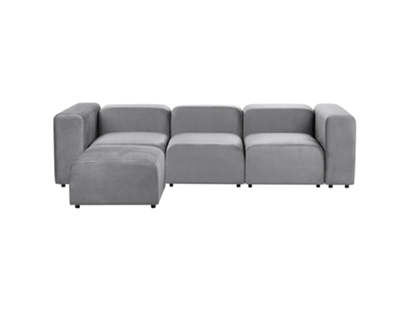 BELIANI Falsterbo Sofá y Reposapiés Moderno Tapizado en Terciopelo Gris 278X105X70
