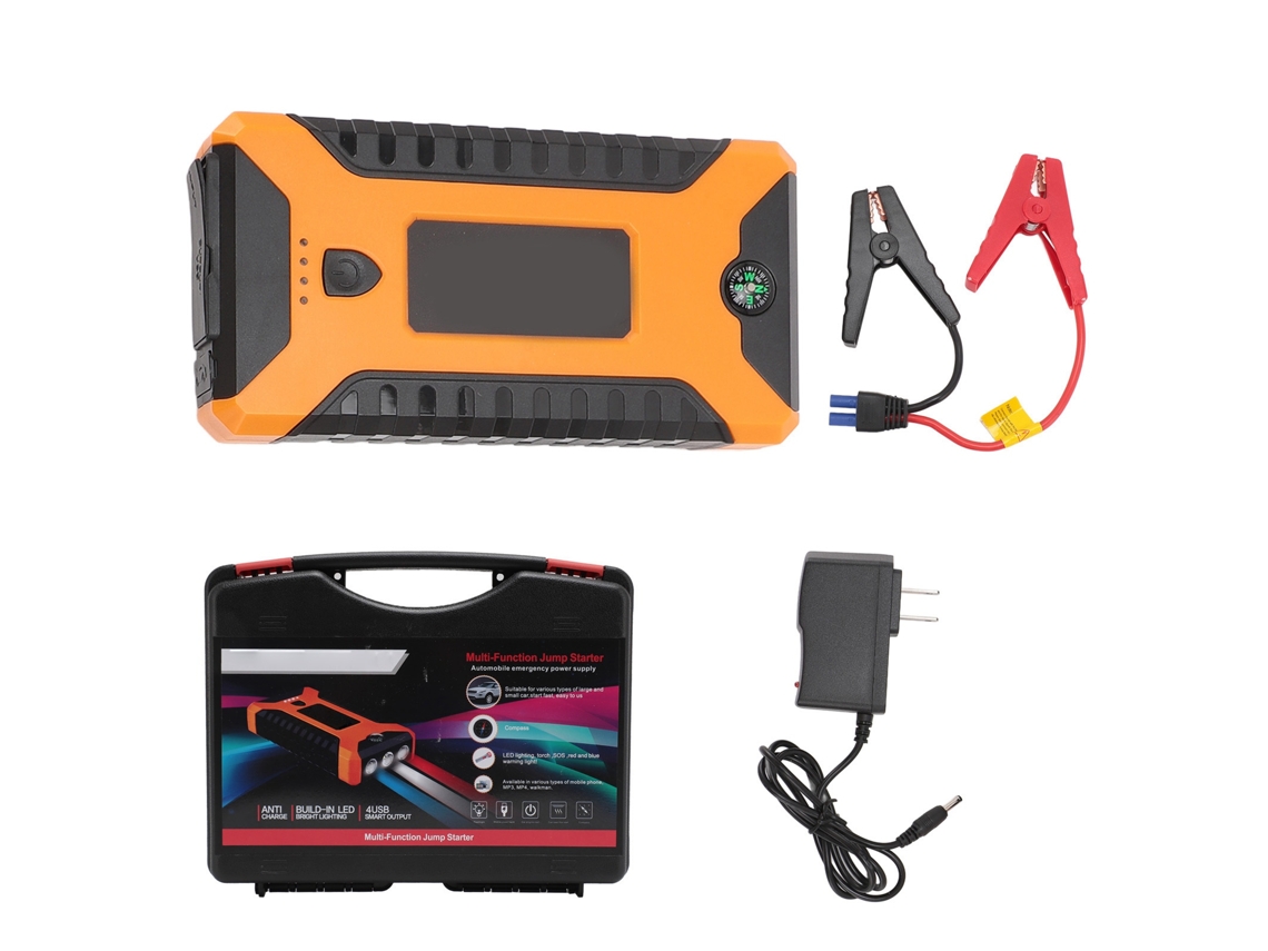 Arrancador portátil para coche Danu de 12 V, 1000 A y 20000 mAh con 4 puertos USB de carga rápida, linterna LED y 8 funciones integradas de protección de la batería del coche.