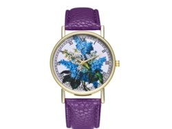 Reloj De Cuero Retro Estiloso De Cuarzo Para Niños/hombres/mujeres Morado