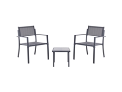 Conjunto Bistro Beliani Tavoleto en acero gris oscuro 35x35x30