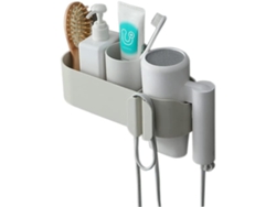 Soporte multifuncional gris para secador de pelo para baño, inodoro, percha para el cabello, estante GOKOCO