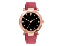 Reloj De Pulsera De Cuarzo Para Mujer En Piel Sintética Rosa Y Roja, Elegante E Informal.