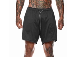 Pantalones Cortos Deportivos 2 En 1 Para Hombre, Ligeros, Ideales Para Fitness, Gimnasio, Yoga Y Entrenamiento. Cintura Con Cordón Ajustable. Ajuste Holgado.