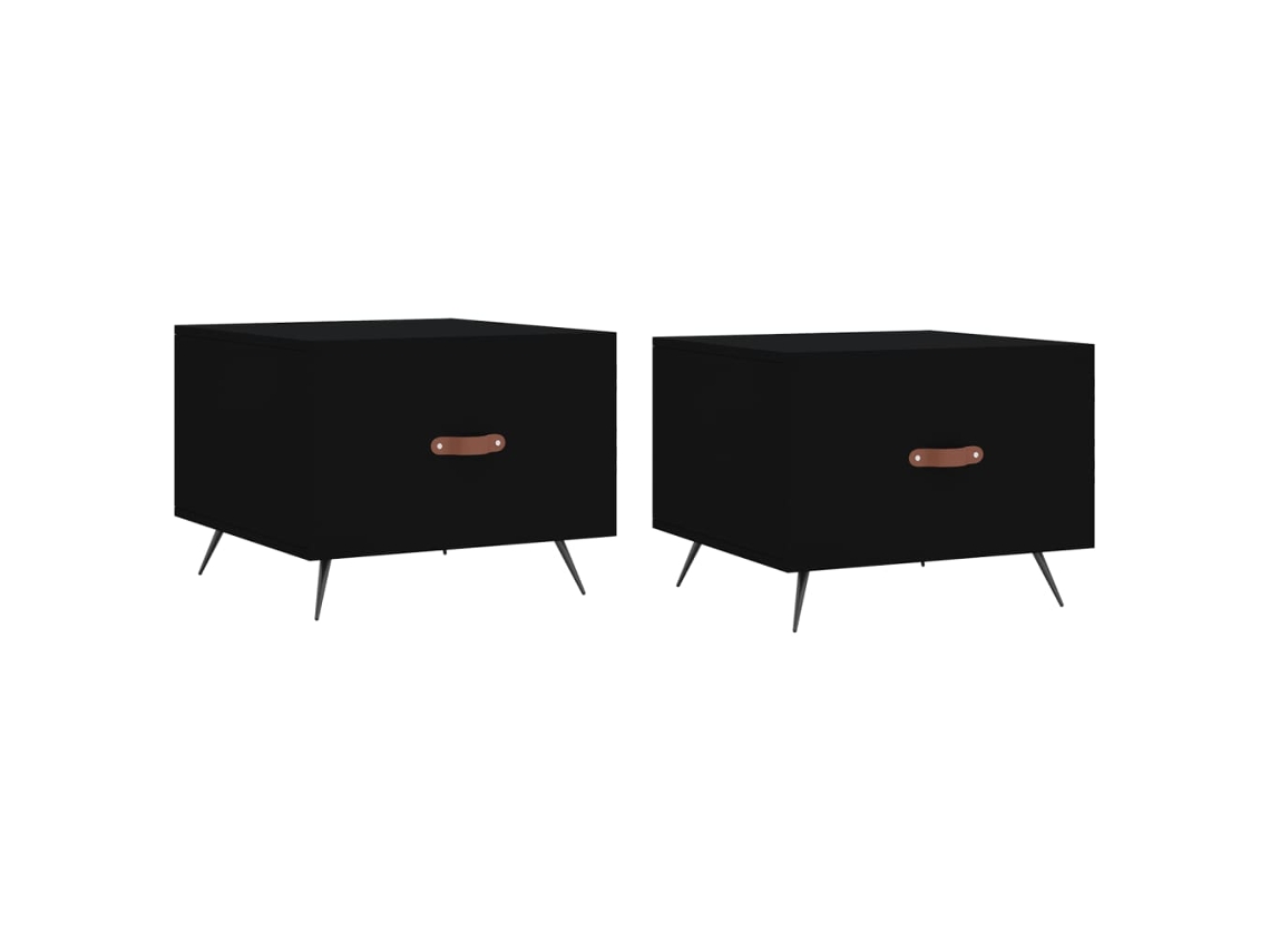 Maison Exclusive - Mesas De Centro 2 Uds Madera De Ingeniería Negro 50x50x40 Cm