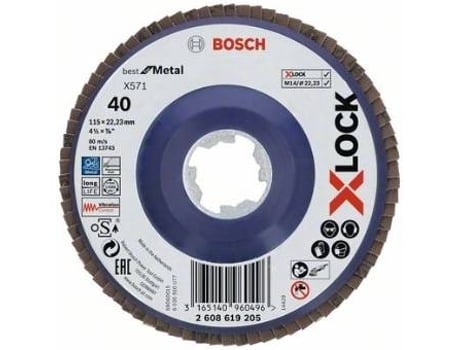 Disco de Láminas BOSCH X-Lock - Versión Recta - Placa de Plástico - 115 mm - G 40 - X571 - Best para Metal - 1 Pieza