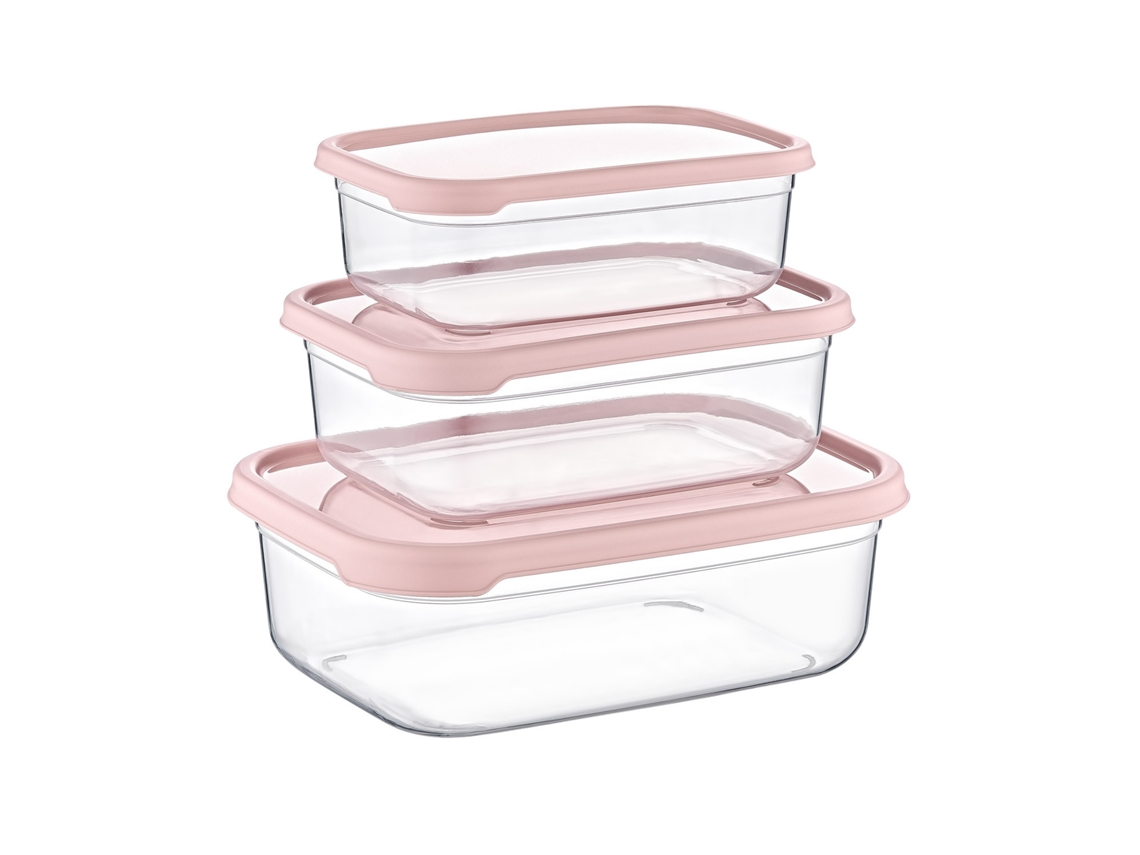 Set 3 Recipientes Herméticos para Alimentos, de forma Rectangular 7house