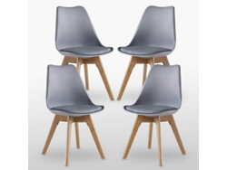 Conjunto de 4 Cadeiras de Jantar LIFE INTERIORS (83 x 44 x 48 x 46 - Couro Sintético - Cinzento)