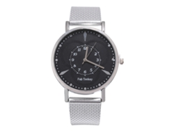 Reloj De Pulsera De Cuarzo Para Hombre Con Correa De Malla Y Esfera Redonda, Estilo Casual (plateado)