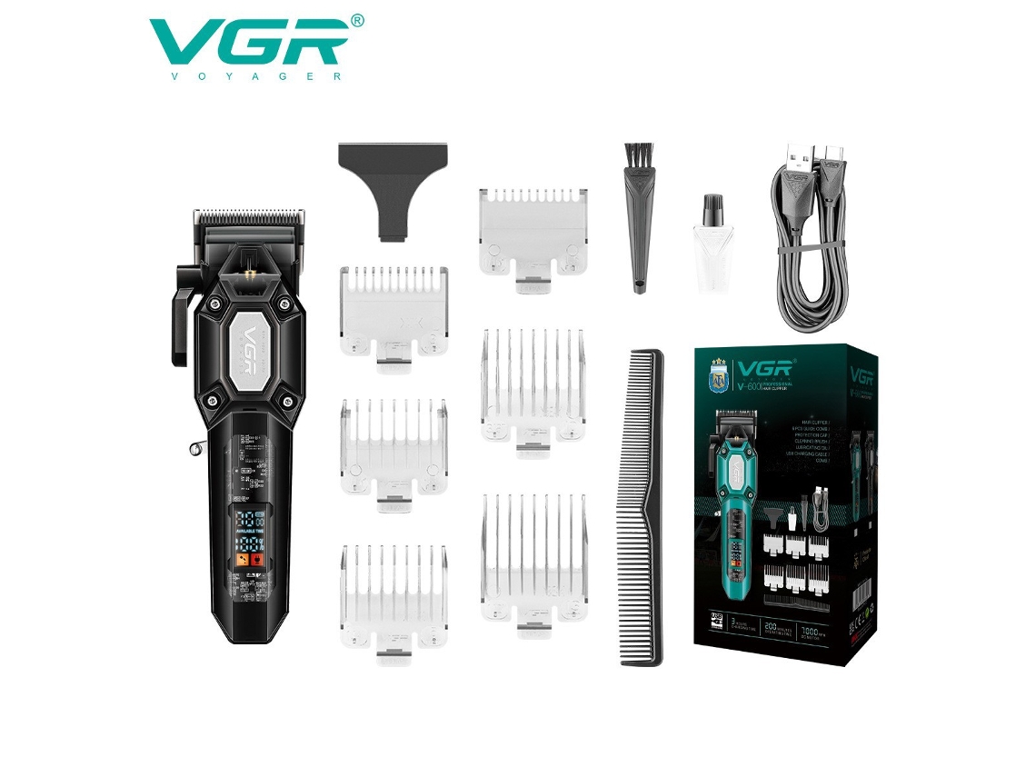 Cortapelos eléctrico con pantalla LCD, ideal para cabello graso, MDUG (negro)