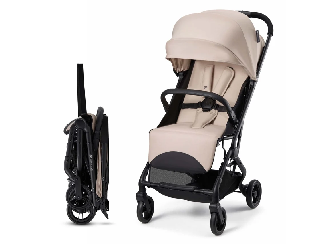 Carrito Ligero Kinderkraft INDY 3 para ciudad con asiento reclinable, freno central y cesta práctica hasta 2 kg Beige