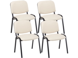 Juego de 4 sillas para invitados Ken en símil piel color crema CLP