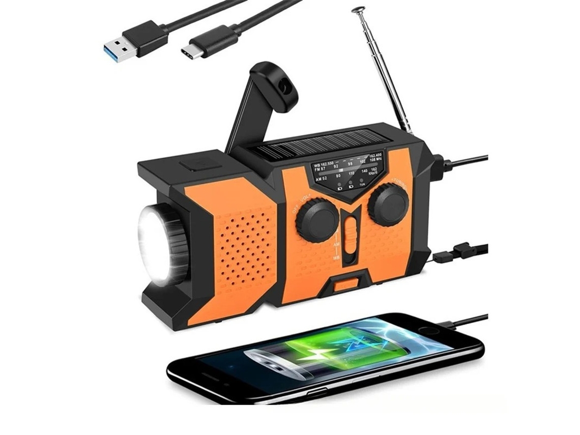 Radio solar portátil BESTVITE de 2000 mAh con linterna multifunción (naranja)