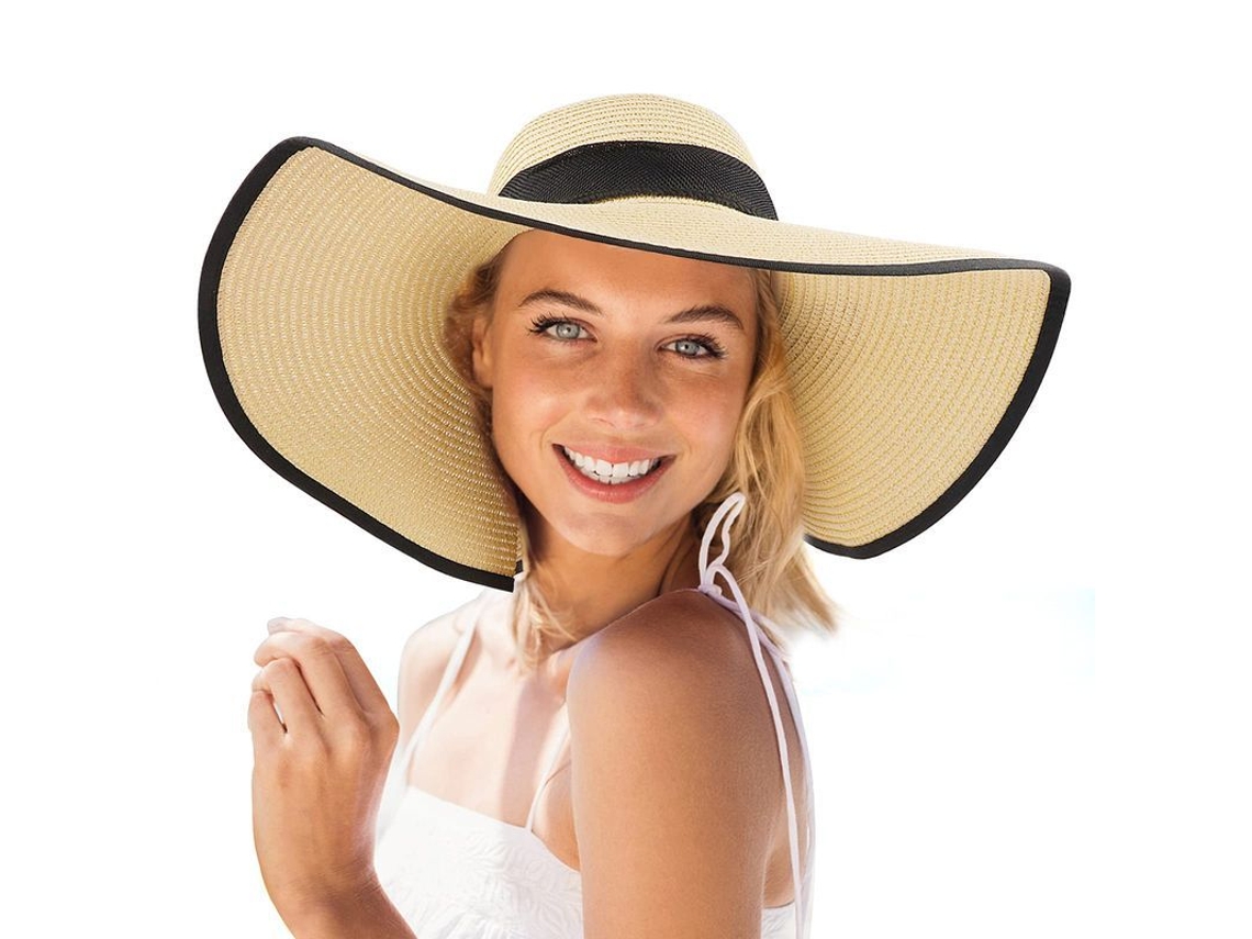 2026-sombrero De Paja Linjou Para Mujer Con Ala Ancha Upf 50+ Talla Ajustable Plegable (beige)