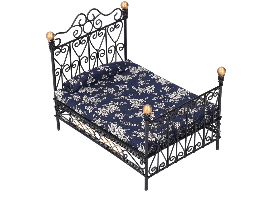 Cama Doble De Hierro En Miniatura Para Casa De Muñecas 1:12, Decoración Práctica De Princesa