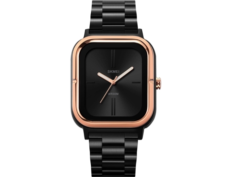VEANXIN Reloj de pulsera cuadrado resistente al agua de acero inoxidable fácil de leer para hombre-Negro plata