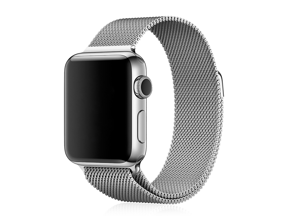 Correa metálica compatible con Apple Watch de 42/44/45/49 mm (24 x 2 x 0,2 cm). Color plata.