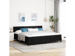Cama Con Base De Resortes Con Colchón Luz Led Negra 200x200 Cm Tela