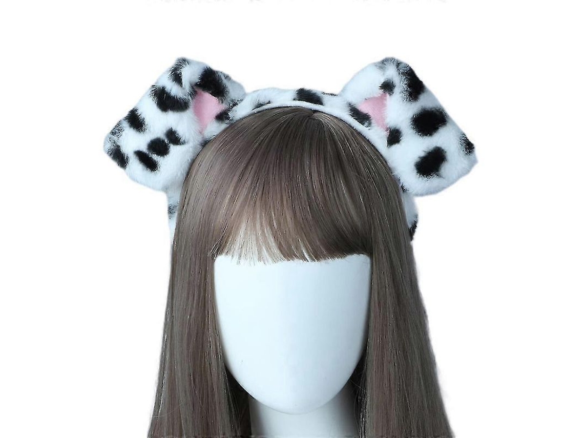 Diadema De Orelhas De Cão Dálmata Peludas Para Adultos E Crianças Fantasia Halloween Festa Cosplay