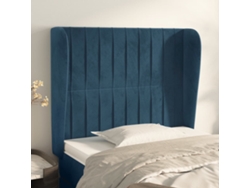 Cabecero Con Orejas De Terciopelo Azul Oscuro 83x23x118/128 Cm