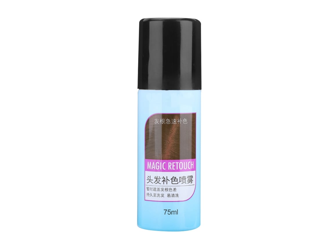 Tinte capilar desechable en spray de 75 ml. Nutritivo y de larga duración para cubrir las canas (marrón oscuro).