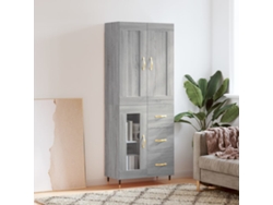 Aparador | Armario alto 69,5 x 34 x 180 cm, derivados de madera, gris Sonoma