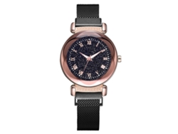 Reloj De Pulsera De Cuarzo Para Mujer De Estilo Casual Con Esfera Redonda Negra.