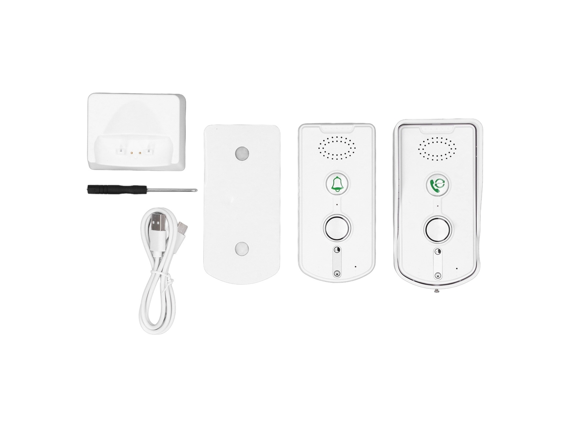 Timbre Con Intercomunicador Inalámbrico Con Comunicación Bidireccional, Largo Alcance, 38 Tonos De Llamada, Volumen Ajustable, Color Blanco.