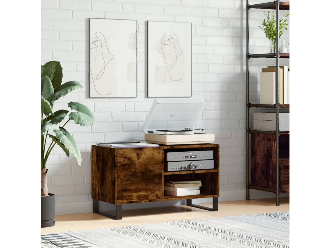 Mueble De Discos Madera De Ingeniería Roble Ahumado 85x38x48 Cm