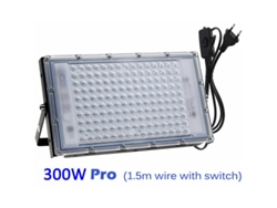 Proyector LED UV de 300 W, diseño ultrafino, resistente al agua IP66, potente para iluminación de seguridad exterior.