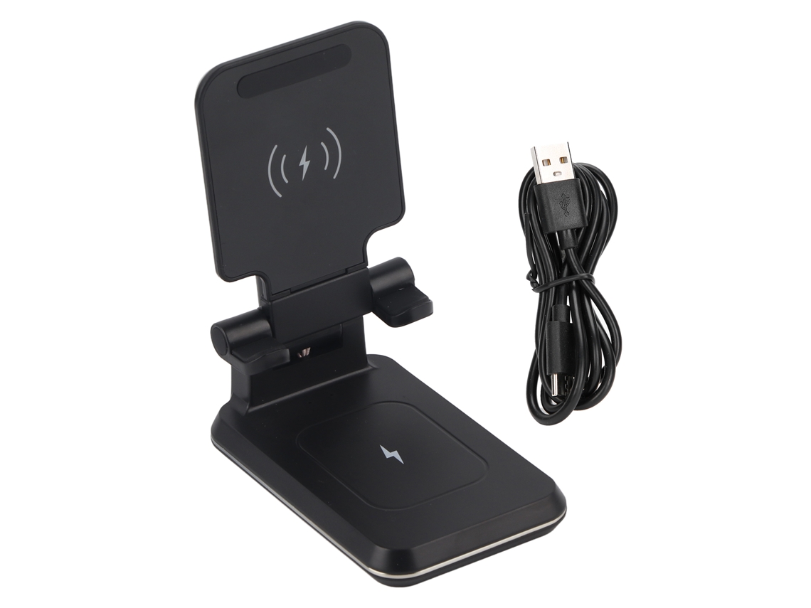 Soporte Para Teléfono Móvil Carga Inalámbrica 2 En 1 Retráctil Y Plegable