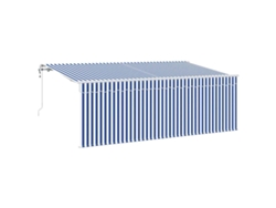 Maison Exclusive - Toldo Retráctil Rayado Azul 350 X 200 Cm Tela