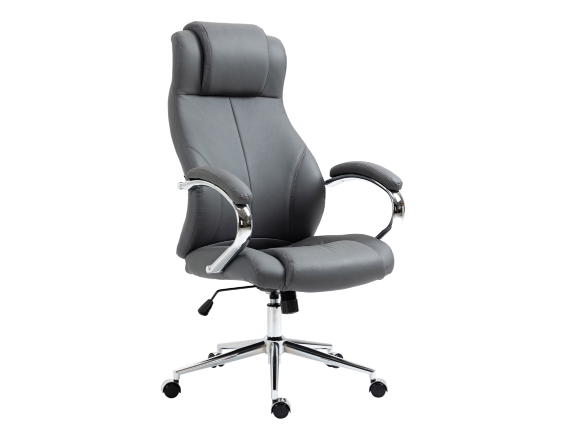 Silla de oficina de cuero genuino CLP gris Salford