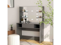 Tocador | Mesa De Vestidor De Maquillaje Con Luces Led Mdf Gris 100x40x135 Cm