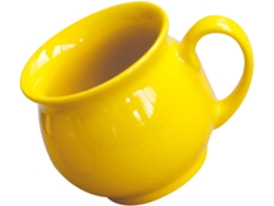 Taza De Café De Cerámica Amarilla De 250 Ml Con Asa, Decorativa Y Resistente.